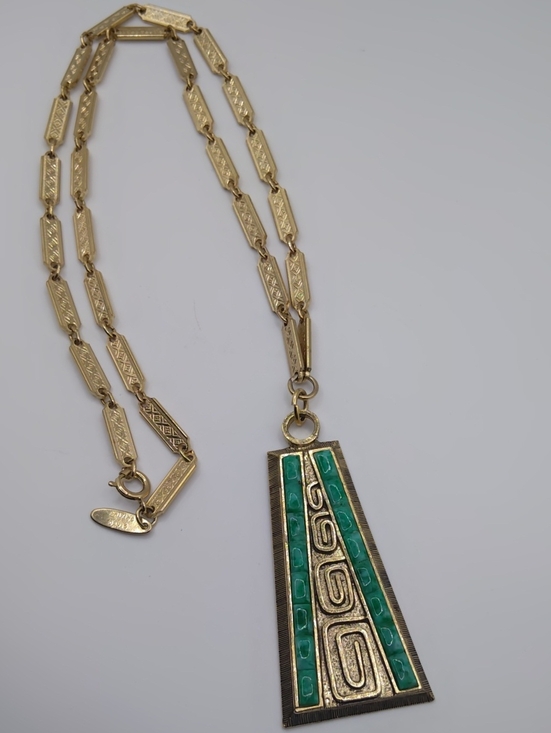 Whiting & Davis Jewelry - Whiting & Davis Egyptian Revival Pendant Necklace 1960s